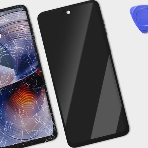 Skärm för Motorola Moto G55 LCD + Fingeravtryck + Original Motorola Chassi Grå