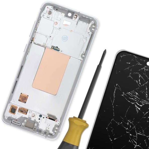 Skärm för Samsung S24 FE LCD + Taktile Glas + Original Samsung Chassi Grå