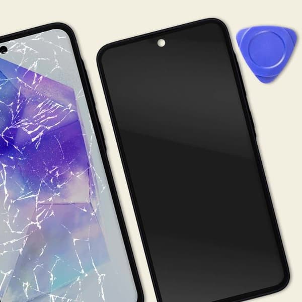 LCD-skärm för Samsung Galaxy A55 med touchglas och svart Relife-chassi