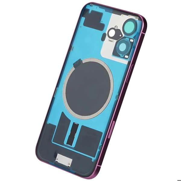 Chassi iPhone 16 med ersättningsbaksida i rosa