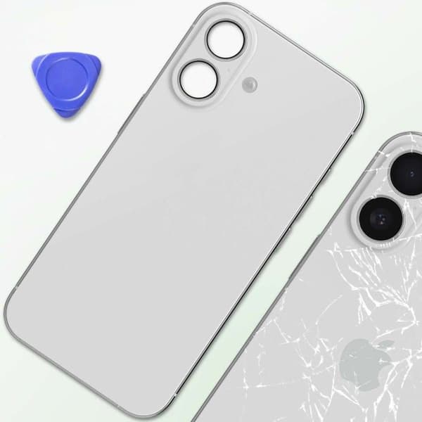 iPhone 16 chassi med vit bakruta för utbyte