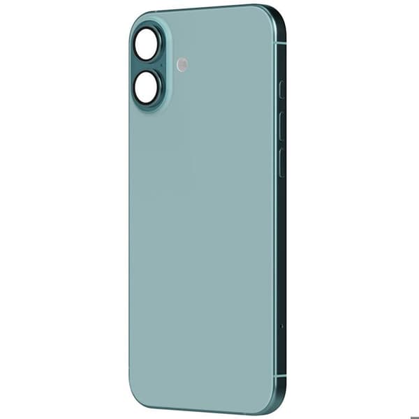 Chassi iPhone 16 med grön bakglasbyte