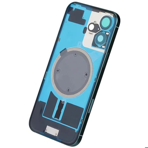 Chassi iPhone 16 med grön bakglasbyte