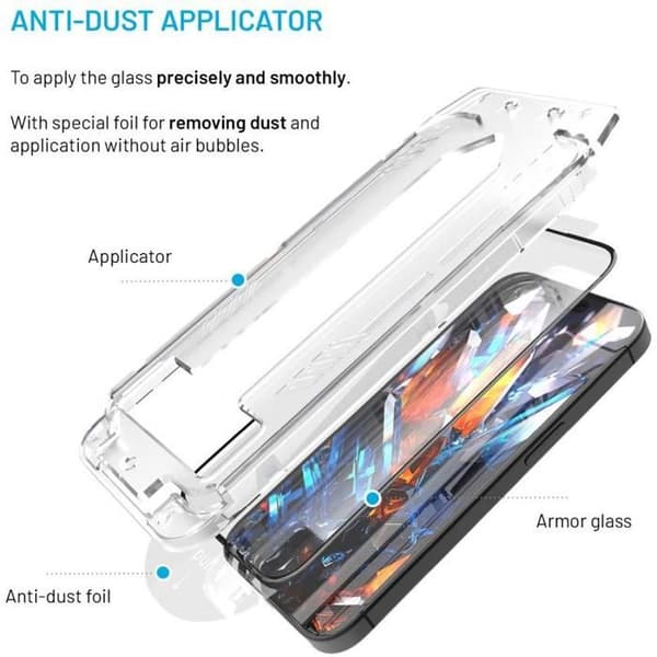 FIXED Armor med AR-lager och anti-damm applicator för Apple iPhone 13/13Pro/14/16e svart