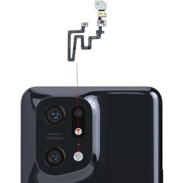 Nappe Flash för Oppo Find X5 Pro Ersättningsdel Svart