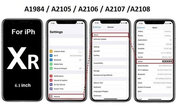 Dhlk (R) Telefon Reservdel Bakre Glas Kompatibel med iPhone XR - Bakre Glas Stort Hål (Svart)