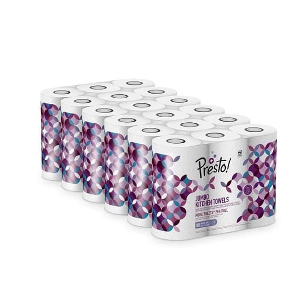 Presto! Märke - Giant pappershanddukar - Paket med 18 (18 x 80 treskiktsark) - 5400606000384