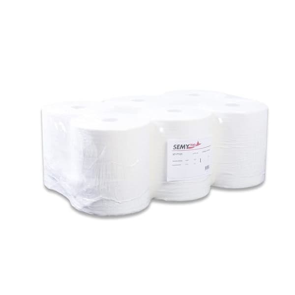 Semy Top Roligt ST 77121 Servett i Pappersrulle, enkel vikning, Tad, 21 cm, Vit (förpackning med 6) - ST-77121