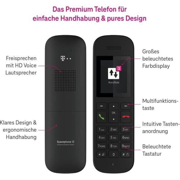 Speedphone 12 - Trådlös DECT-telefon med färgskärm 5 cm - Deutsche Telekom