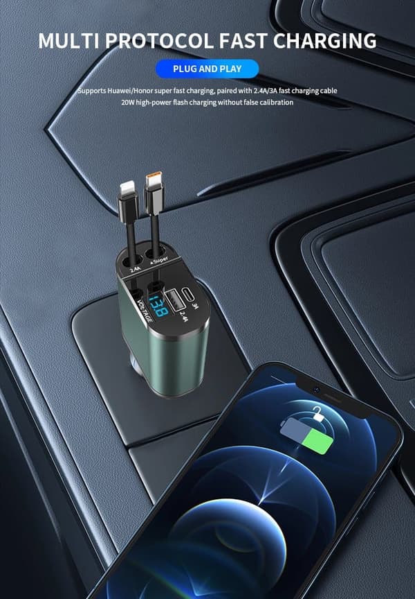 OBOSOE 2 Pack Autolaturi 100w - Autolaturi - iPhone/Samsung - USB-C