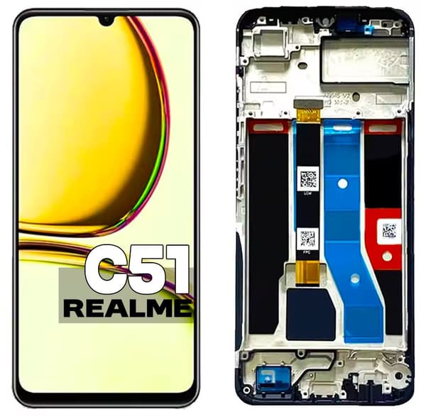 Alkuperäinen LCD-kosketusnäyttö Realme C51 RMX3830:lle kehyksellä