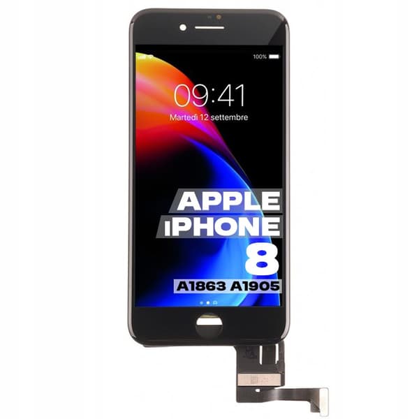 LCD-skærm med berøringsskærm og digitaliseringsværktøj til iPhone 8, sort