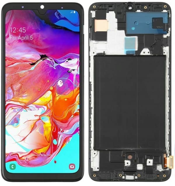 Display med pekskärm och digitaliseringsfunktion för Samsung Galaxy A70 OLED + ram