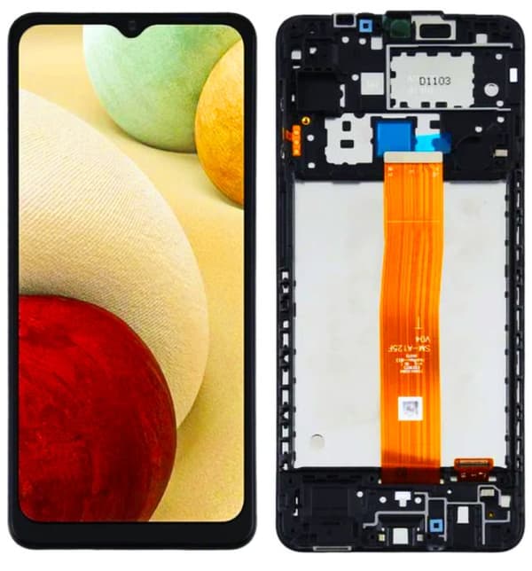 Alkuperäinen LCD-näyttö + Kosketusnäyttö Samsung SM-A125 Galaxy A12 (IPS) Mustakehys