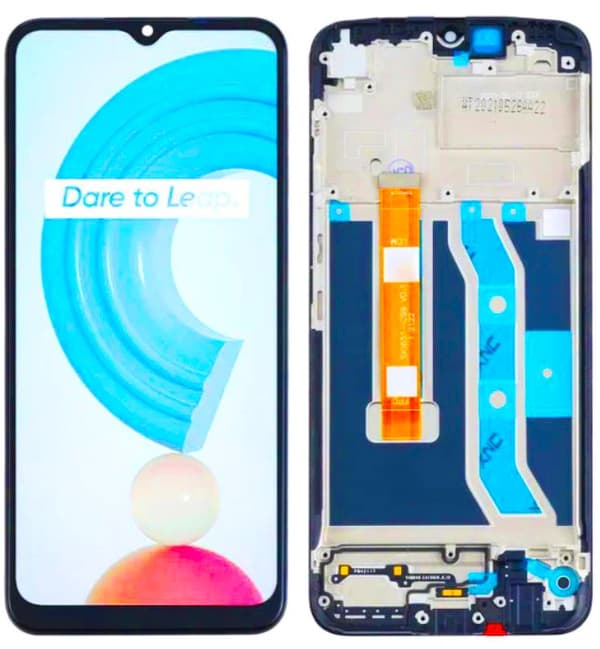 LCD-näyttö + kosketusnäyttö Realme C21Y C25Y RMX3261 RMX3263 (Kunnostettu) Musta kehys
