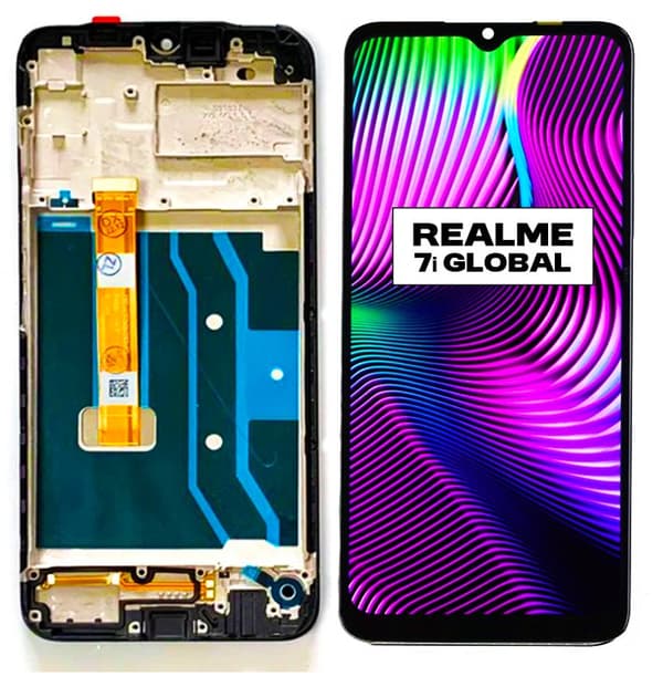 LCD-skärm + pekskärm Realme 7i RMX2193 (renoverad) svart ram
