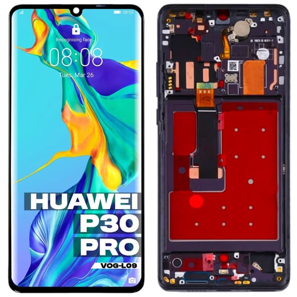 Original Huawei P30 PRO VOG-L09 LCD-skærm + touchskærm (renoveret) OLED sort ramme