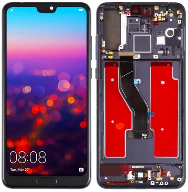 Original LCD-skärm + pekskärm Huawei P20 PRO CLT-L09 / L29 (renoverad) ram svart