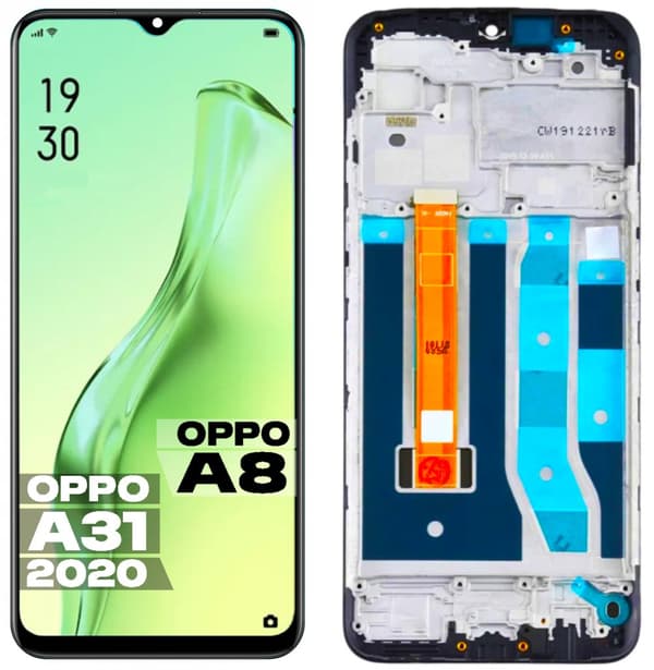 Alkuperäinen LCD-näyttö + kosketusnäyttö OPPO A8 / A31 2020 (Kunnostettu) Musta kehys