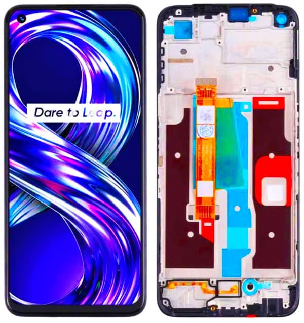 Original LCD-skærm + touchskærm OPPO REALME 8i RMX3151 (renoveret) sort ramme