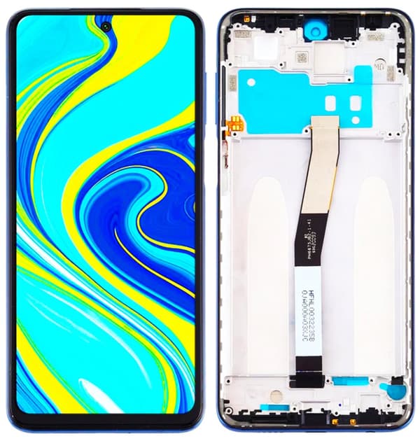 Original LCD-skärm + pekskärm Xiaomi Redmi Note 9S (renoverad) svart ram
