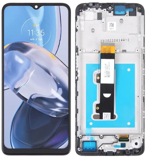 Original LCD-skärm + pekskärm Motorola Moto E22 E22i (renoverad svart ram)