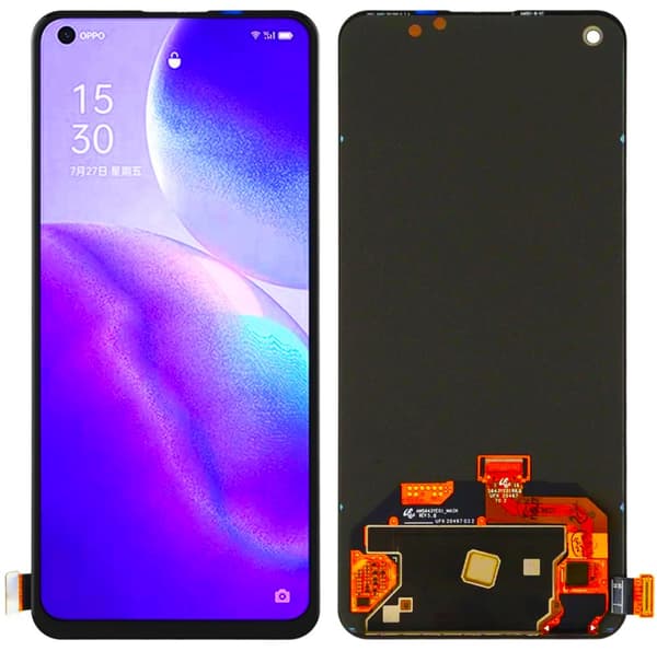 LCD-näyttö + kosketusnäyttö Oppo Reno 5 5G CPH2145 OLED -puhelimelle