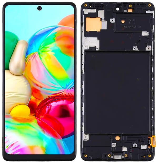 LCD-skærm + touchskærm Samsung Galaxy A71 SM-A715F Incell sort ramme