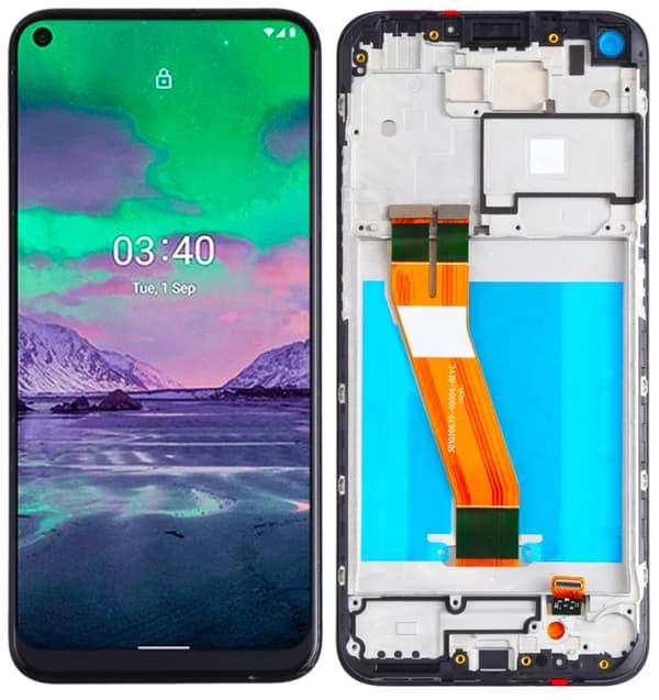 Original LCD + Touchscreen Nokia 5.4 / Nokia 3.4 TA-1340 TA-1337 TA-1325 TA-1333 TA-1337 (Reconditioneret) Sort ramme
