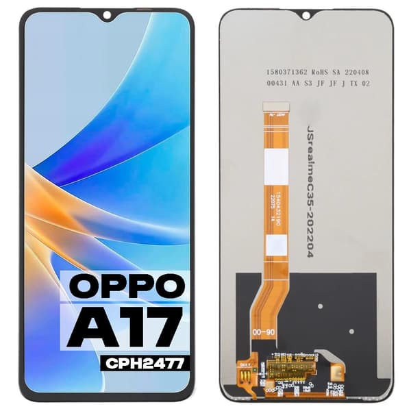 Original Oppo A17 CPH2477 A17k A77 LCD-skærm + touchskærm (renoveret)