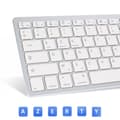Miniatyrbild 3 av 5: Bluetooth-tangentbord AZERTY med 7 multimedia genvägar, 30 dagars batteritid, Silver