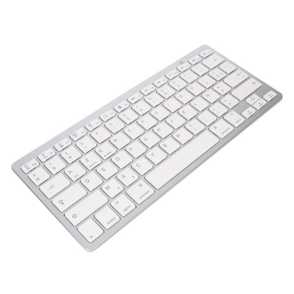 Bluetooth-tangentbord AZERTY med 7 multimedia genvägar, 30 dagars batteritid, Silver