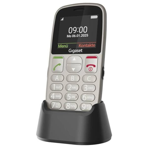 Gigaset GL395 Mobiltelefon med SOS-knapp, skyddad mot vattenspill, skyddad mot damm silver