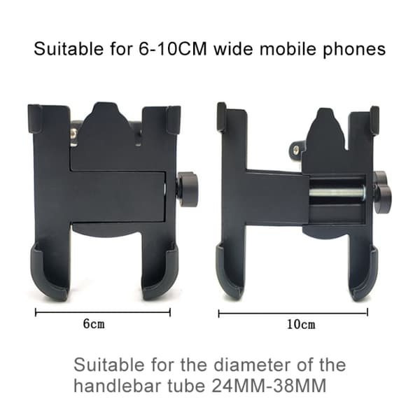 Mobiltelefonholder i aluminium til motorcykel - til enheder på 6-10 cm