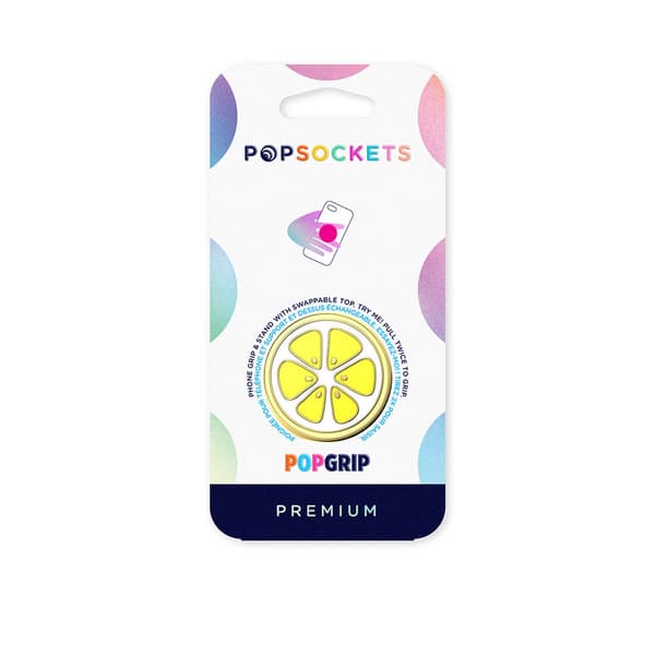 POPSOCKETS Enamel Lemon Slice Yellow Aftageligt Greb m. Standerfunktion Premium