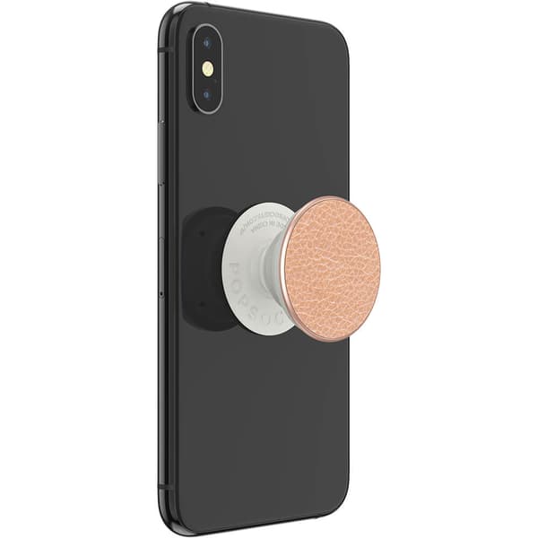 POPSOCKETS Pebbled Vegan Leather Rose Gold Avtagbart Grip med stativfunksjon Premium