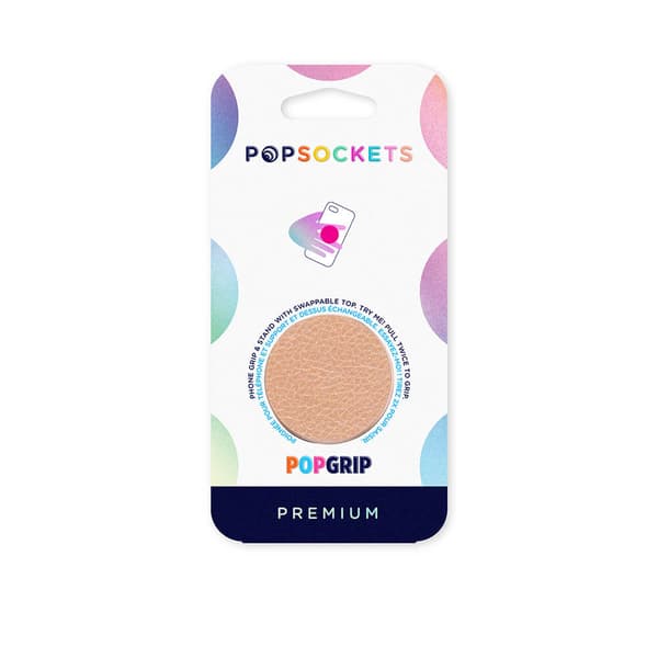 POPSOCKETS Pebbled Vegan Leather Rose Gold Avtagbart Grip med stativfunksjon Premium