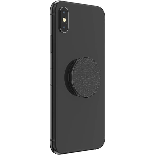 POPSOCKETS Pebbled Vegan Leather Black Aftageligt Greb m. Standerfunktion Premium