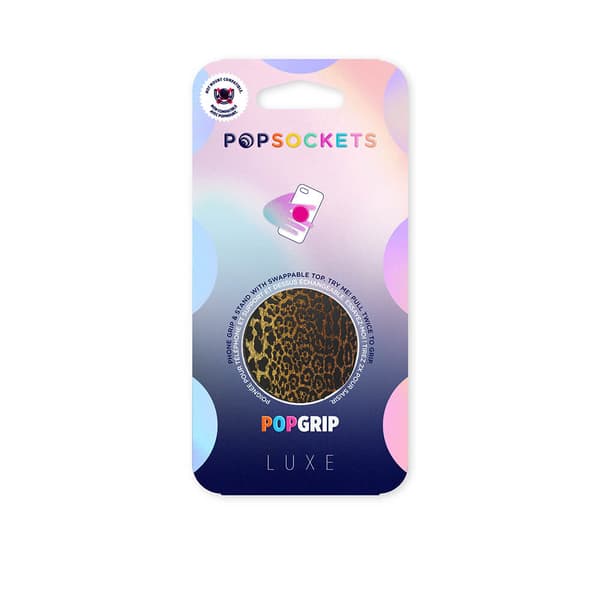 POPSOCKETS Embossed Metal Leopard Avtagbart Grip med stativfunksjon LUXE