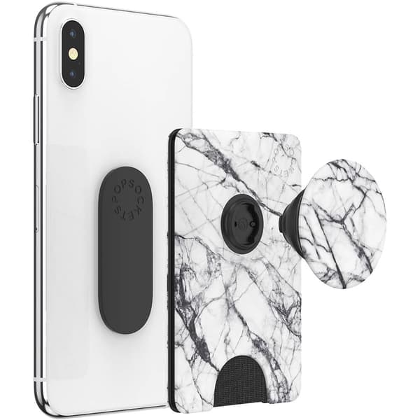 POPSOCKETS Wallet Dove White Marble Avtagbar Lommebok PopWallet+