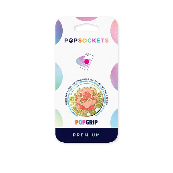 POPSOCKETS Enamel Blooming Peony Pink Irrotettava Grip Telinetoiminnolla Premium