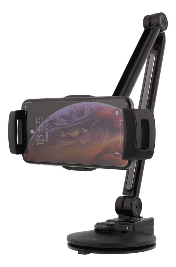2-in-1 smartphone/tablet stand, suction cup, clamp, black