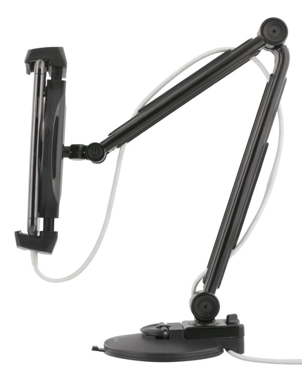 2-in-1 smartphone/tablet stand, suction cup, clamp, black