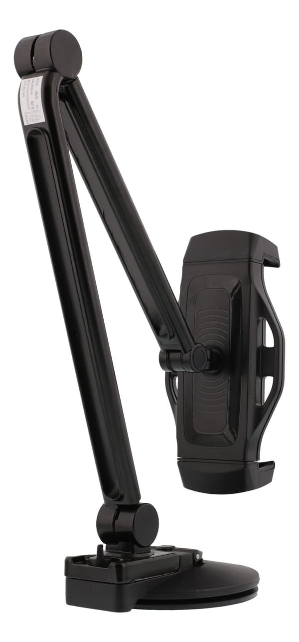 2-in-1 smartphone/tablet stand, suction cup, clamp, black