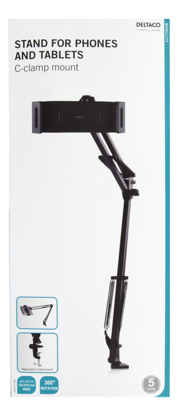 Puhelimen tai tabletin yleisteline, 4" - 12,9", puristin, mu