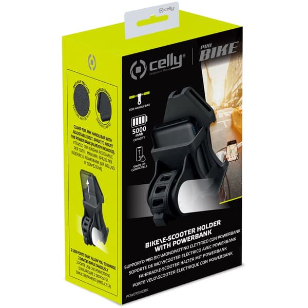 Sykkel / e-scooter holder med innebygd kraftbank
