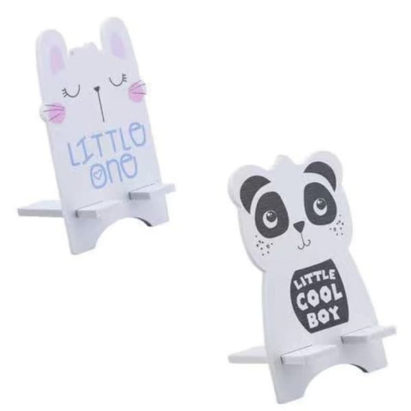 Mobilholder i træ - Panda/Kat