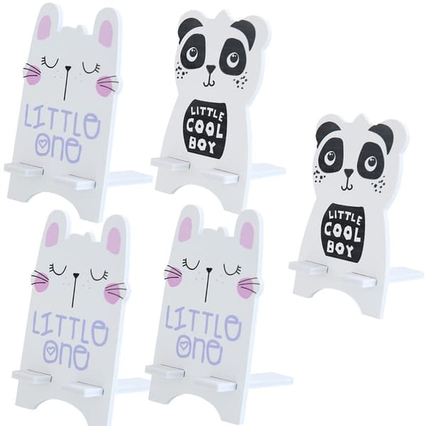 Mobilholder i træ - Panda/Kat