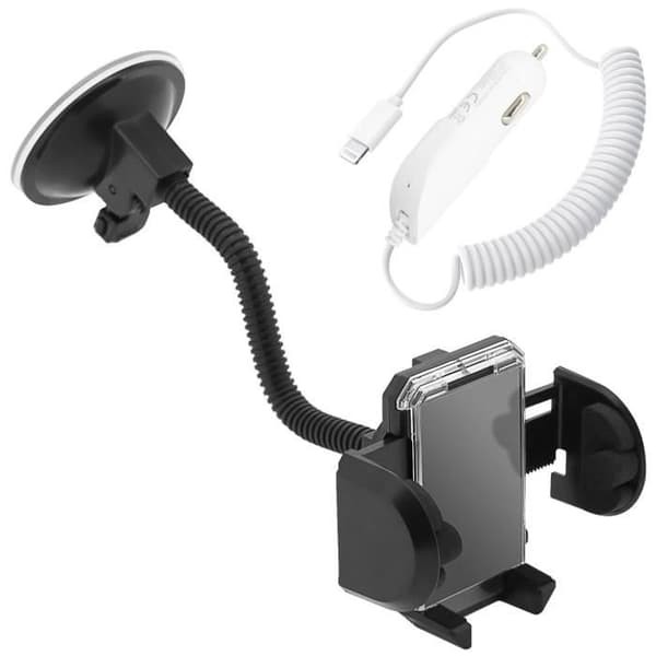 Pack 2-i-1 - Belysning - Bilstöd - Cigarettändar-laddare - Kompatibel med iPhone SE, 5, 5s - Snabbladdning