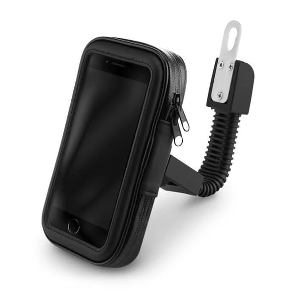 Stöd för smartphone - Moto - Spegelmontering - Vattentät fodral - 360° kulled - Svart